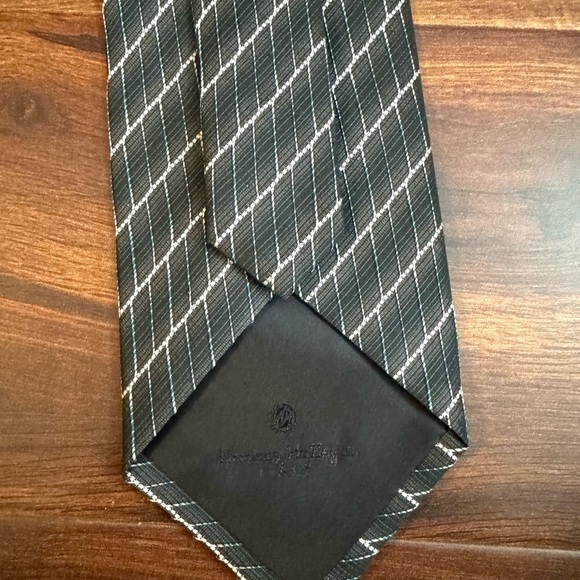 ERMENEGILDO ZEGNA VTG Forest Green Silk Tie with Diagonal Stripes - Picture 5 of 8